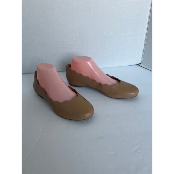 Copper Key Lovely Leather Beige Tan Scalloped Edge Ballet Flat Comfort Shoes 7.5 - Picture 3 of 8